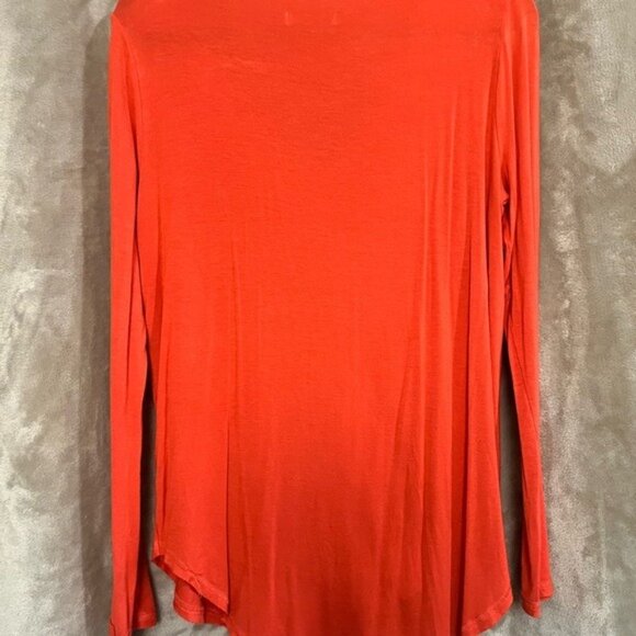 Abercrombie & Fitch Essentials Womens Long Sleeve V-Neck Top Tunic Orange Flowy - Picture 11 of 14